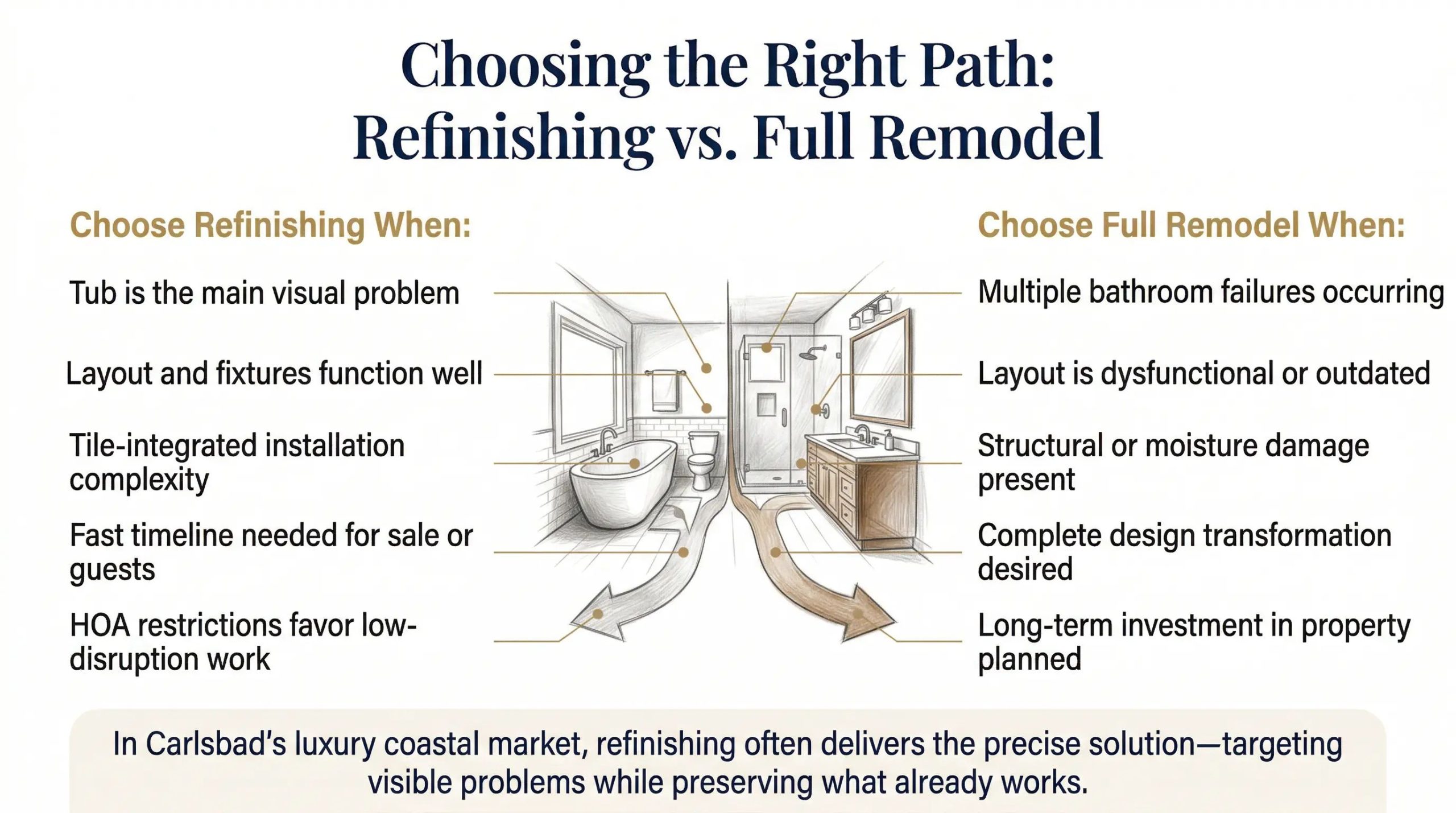 tub refinishing vs bathroom remodel carlsbad