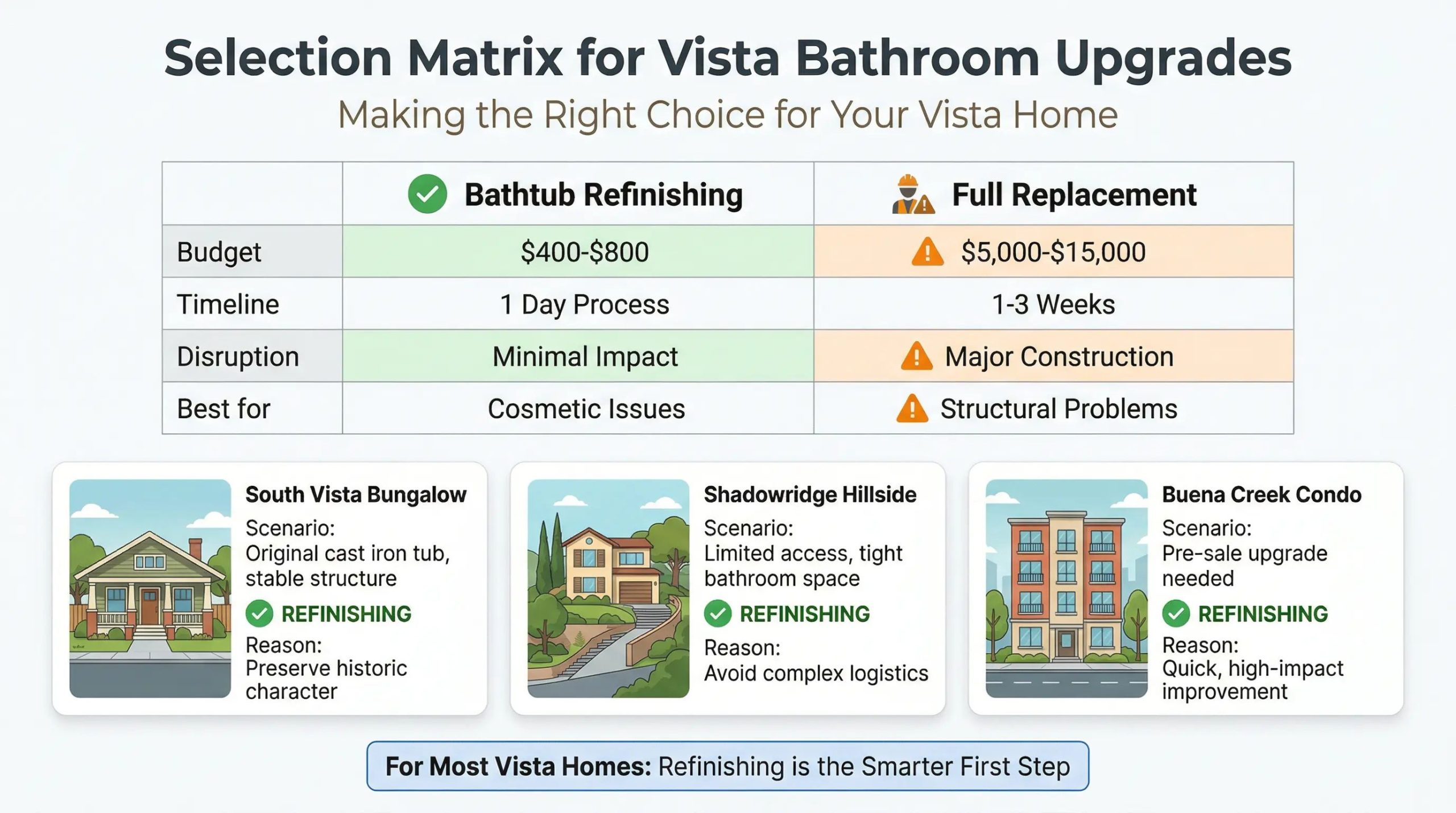 vista bathtub refinishing vs replacement